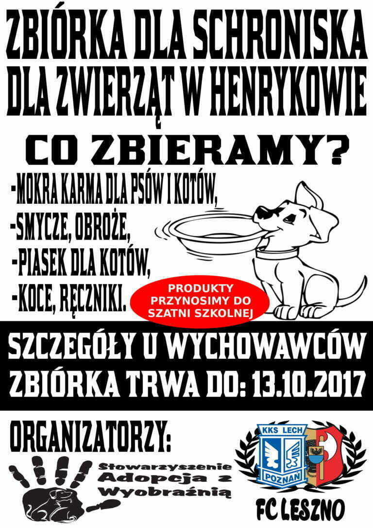 Zbiórka dla schroniska w Henrykowie do 13.10.17