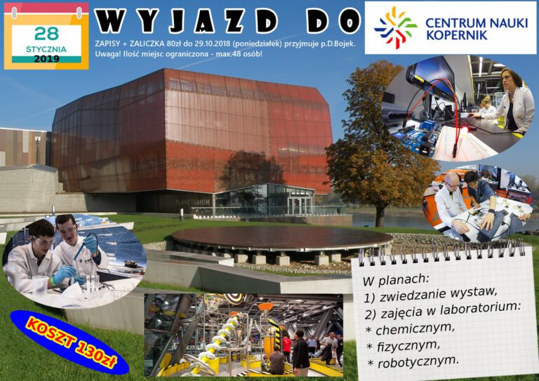 WYJAZD DO CENTRUM NAUKI KOPERNIK W WARSZAWIE