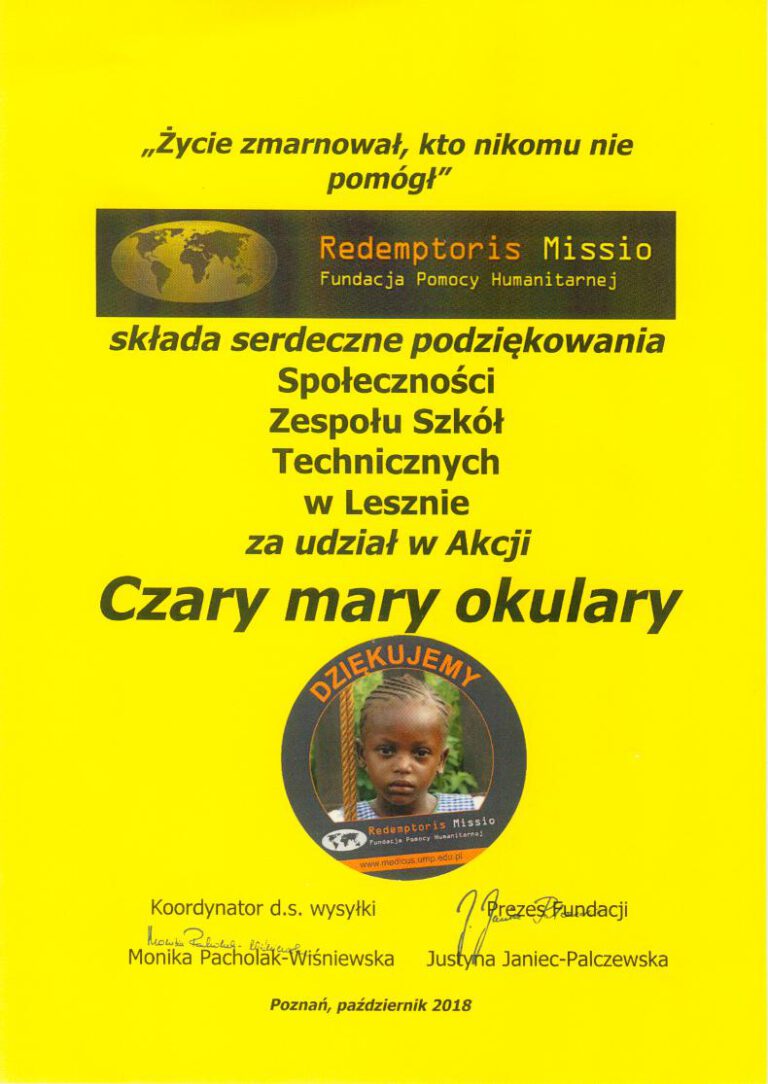 Podziękowania – „Czary mary okulary”
