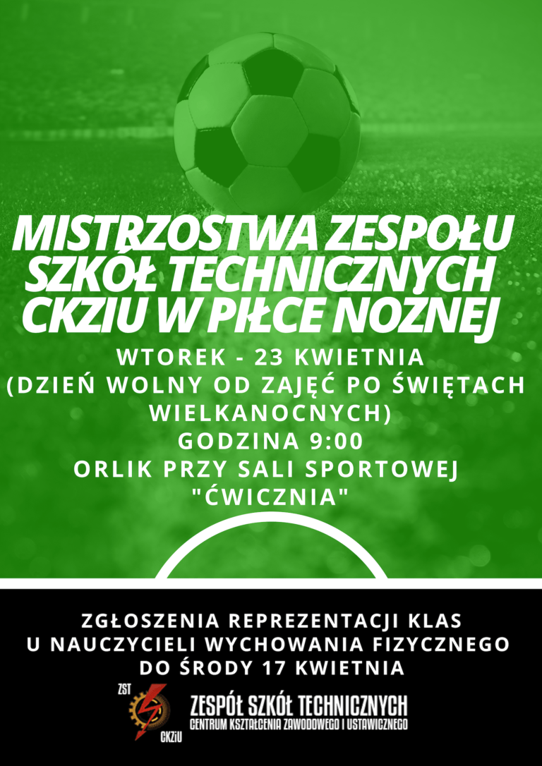 MISTRZOSTWA ZESPOŁU SZKÓŁ TECHNICZNYCH CKZIU W PIŁCE NOŻNEJ
