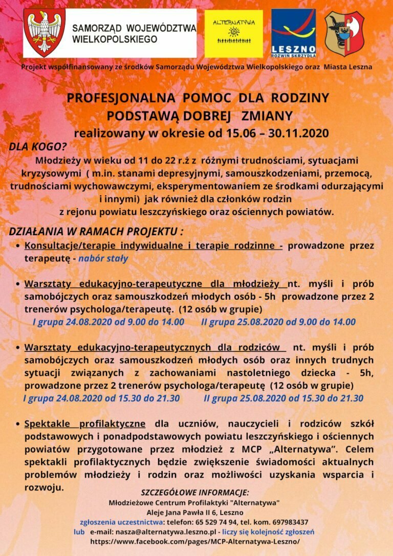 Profesjonalna pomoc dla rodziny podstawą dobrej zmiany