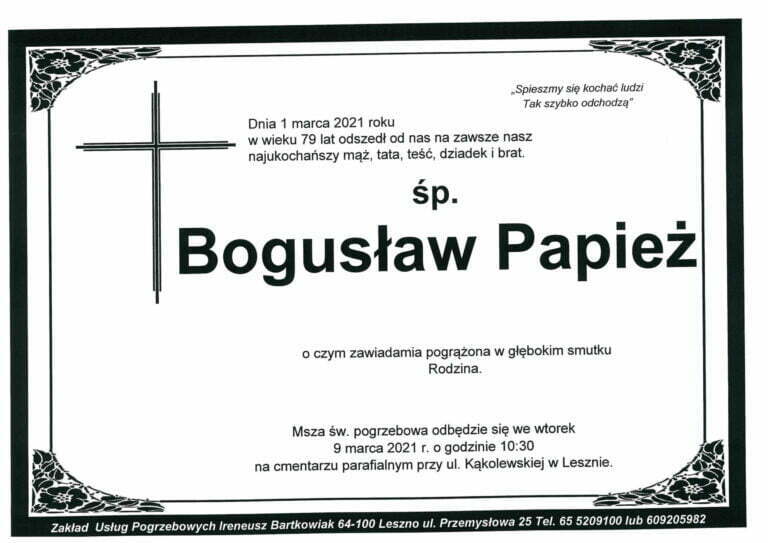pogrzeb Bogusław Papież