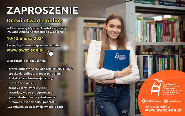 ZAPROSZENIE – Drzwi otwarte online PWSZ