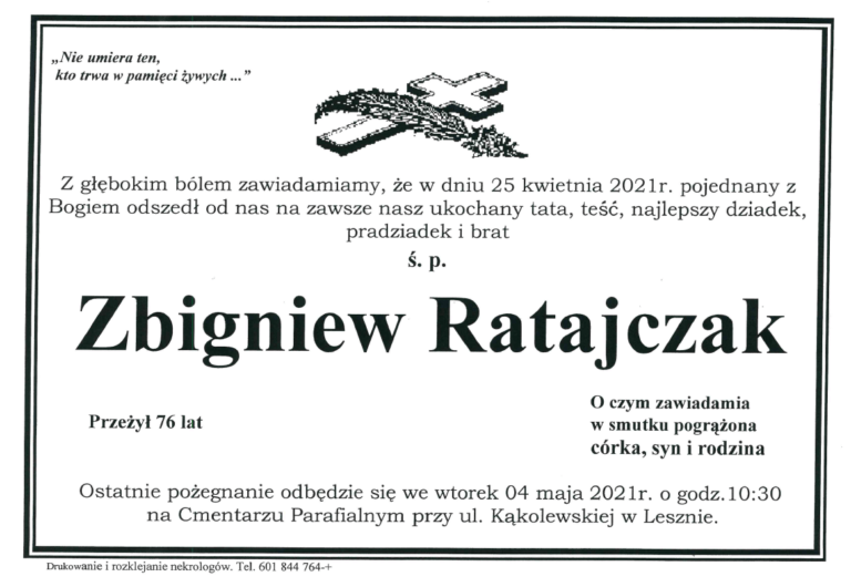 Z wielkim żalem i smutkiem zawiadamiamy