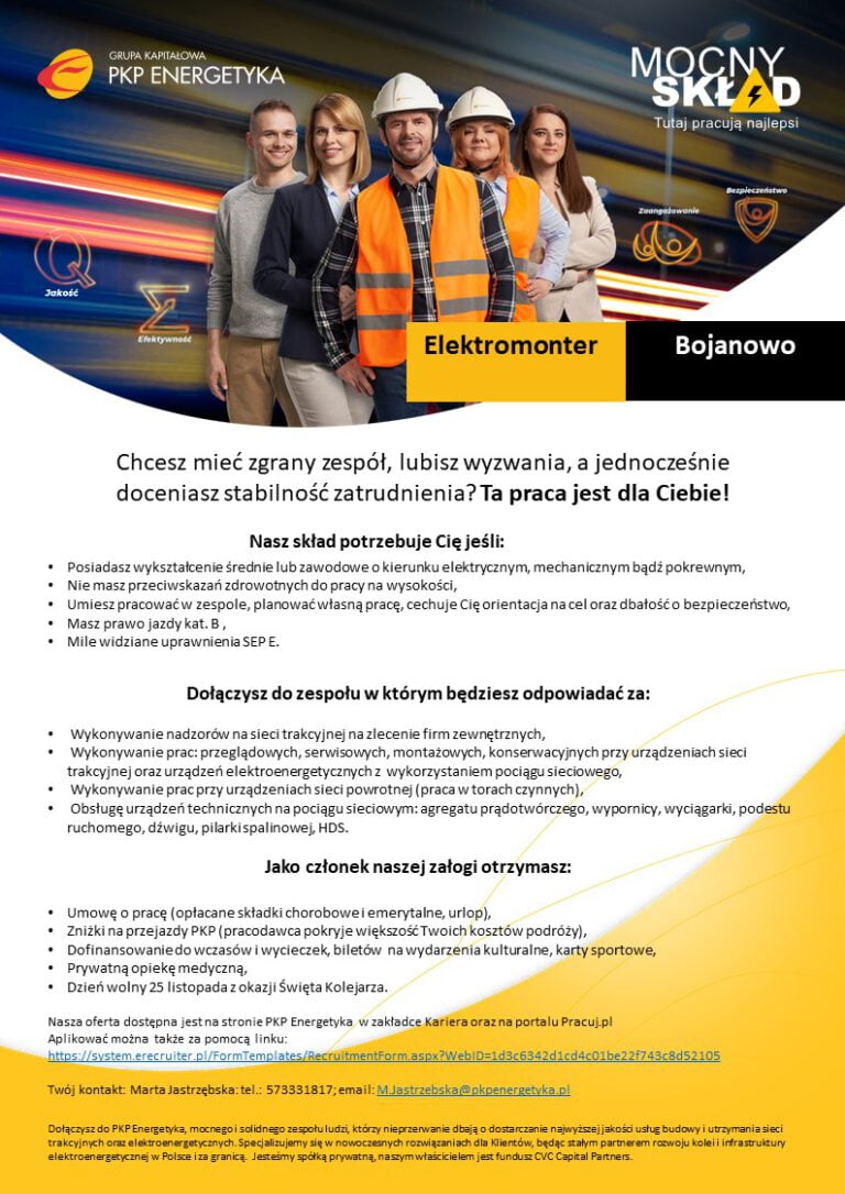 Praca – Elektromonter – PKP EERGETYKA