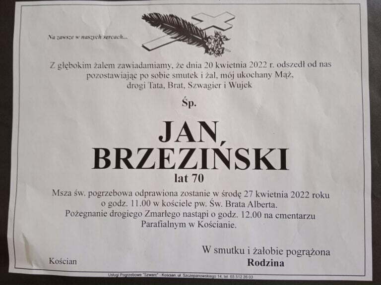 Żegnamy ś.p. JANA BRZEZIŃSKIEGO