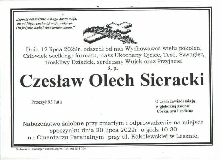św. Pamięci Pan Czesław Olech Sieracki
