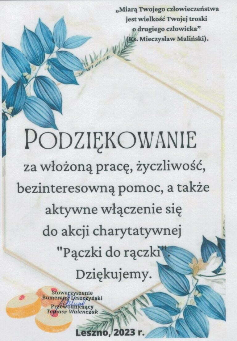Podziękowania – Tłusty czwartek
