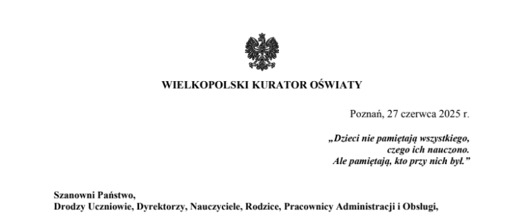 List Wielkopolskiego Kuratora Oświaty
